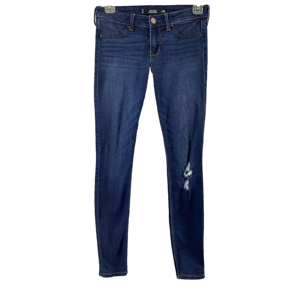 Hollister Denim - Hollisters Jeans Juniors Size 3 Leggings Dark Wash Denim Distress Stretch